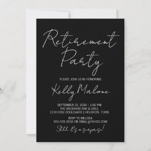 Black Modern Script Retirement-Party Einladung