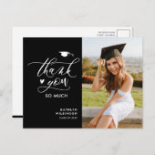 Black Modern Script Simple Abschluss Vielen Dank Postkarte (Vorne/Hinten)