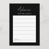 Black Modern Script Wedding Advice Card Hinweiskarte (Vorderseite)