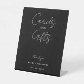 Black Modern Script Wedding Cards and Gifts Sign Sockelschild (Vorderseite)
