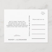 Black Modern Script Wedding Danke Postcard Postkarte (Rückseite)