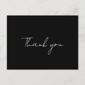 Black Modern Script Wedding Danke Postcard Postkarte (Vorderseite)