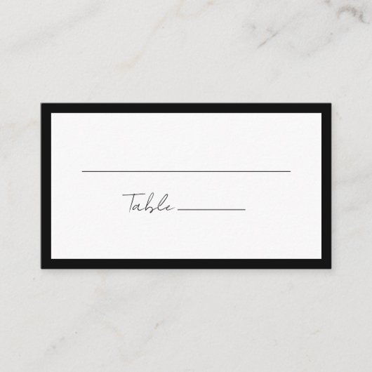 Black Modern Script Wedding Flat Platzkarte (Vorderseite)