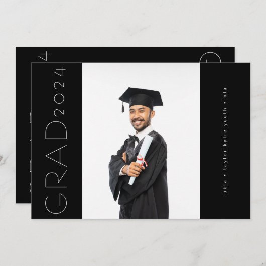 Black Modern Sideways Grad Foto Ankündigung (Vorne/Hinten)