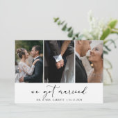Black Modern Simple Add Foto Hochzeit Just Married Einladung (Stehend Vorderseite)
