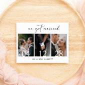 Black Modern Simple Add Foto Hochzeit Just Married Einladung