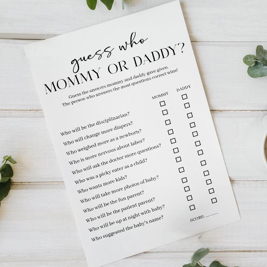 Black Modern Simple Baby Shower Mom Dad Game Flyer