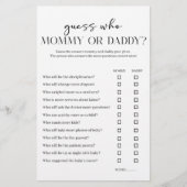 Black Modern Simple Baby Shower Mom Dad Game Flyer (Vorne)