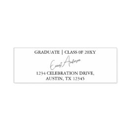 Black Modern Simple Chic Abschluss Rücksendeadress Permastempel