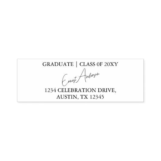 Black Modern Simple Chic Abschluss Rücksendeadress Permastempel (Design)