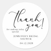 Black Modern Simple Dankeschön Brautparty Runder Aufkleber (Vorderseite)