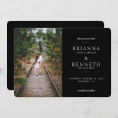 Black Modern Simple Elegante Foto Wedding Save The Date (Vorne/Hinten)