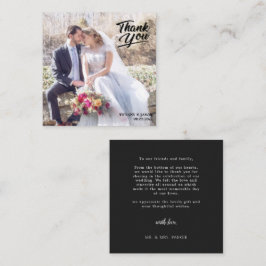 Black Modern Simple Foto HandLettered Dankeschön Mitteilungskarte