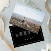 Black Modern Simple Foto Script Wedding Dankeskarte