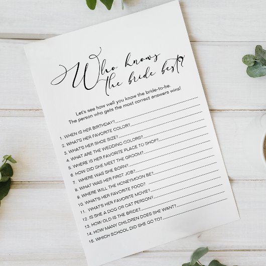 Black Modern Simple Game, die Braut am besten kenn Flyer