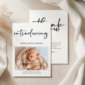 Black Modern Simple Script Baby Announcement Einladung