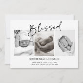Black Modern Simple Script Baby Announcement Einladung (Vorderseite)
