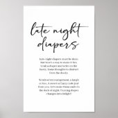 Black Modern Simple Script Baby Late Night Diaper Poster (Vorne)
