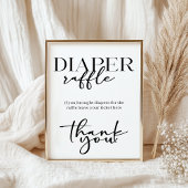 Black Modern Simple Script Baby Shower Diaper Poster