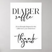 Black Modern Simple Script Baby Shower Diaper Poster (Vorne)