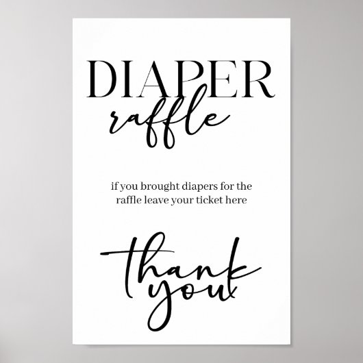 Black Modern Simple Script Baby Shower Diaper Poster (Vorne)