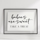 Black Modern Simple Script Baby Shower Favor Poster