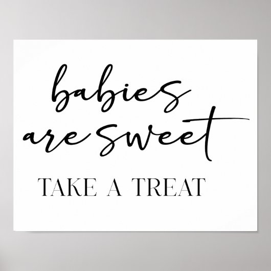 Black Modern Simple Script Baby Shower Favor Poster (Vorne)