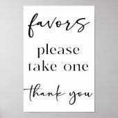 Black Modern Simple Script Baby Shower Favors Poster (Vorne)