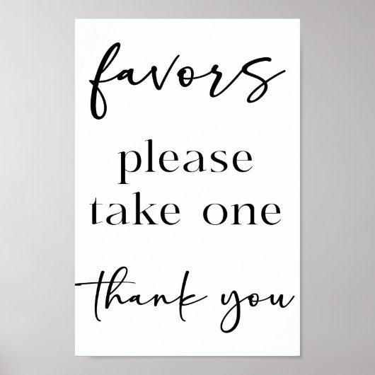 Black Modern Simple Script Baby Shower Favors Poster (Vorne)