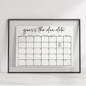 Black Modern Simple Script Baby Shower Guess Date Poster