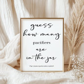 Black Modern Simple Script Baby Shower Guess Game Poster