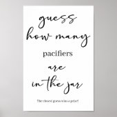Black Modern Simple Script Baby Shower Guess Game Poster (Vorne)