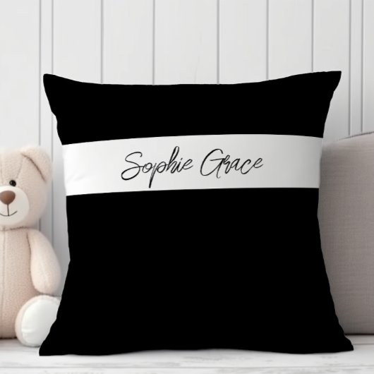 Black Modern Simple Script Baby Shower Kissen