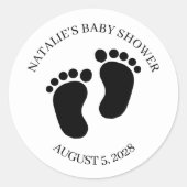 Black Modern Simple Script Baby Shower Runder Aufkleber (Vorderseite)