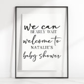 Black Modern Simple Script Baby Shower Sign Poster