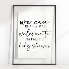 Black Modern Simple Script Baby Shower Sign Poster