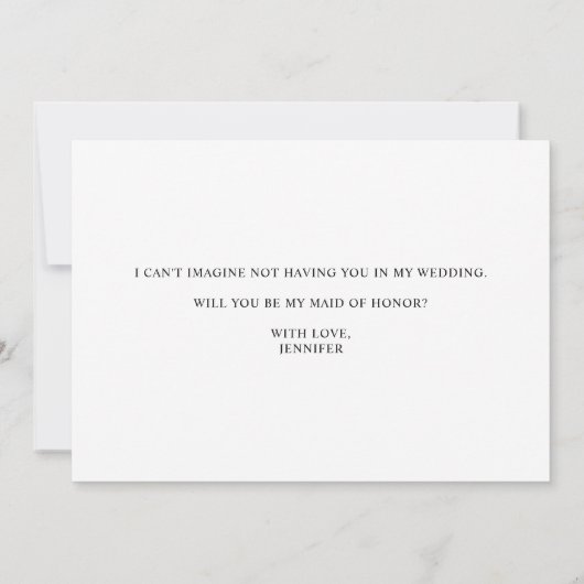 Black Modern Simple Script Be My Trauzeugin Einladung (Rückseite)