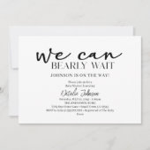 Black Modern Simple Script Bearly Wait Baby Shower Einladung (Vorderseite)