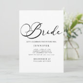 Black Modern Simple Script Brautparty Einladung (Stehend Vorderseite)