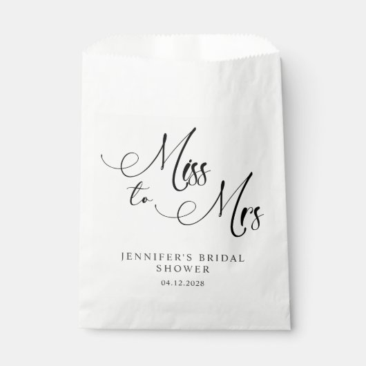 Black Modern Simple Script Brautparty Geschenktütchen (Vorderseite)