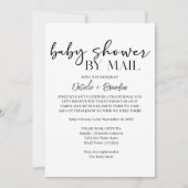 Black Modern Simple Script By Mail Baby Shower Einladung (Vorderseite)
