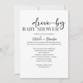 Black Modern Simple Script Drive-By Baby Shower Einladung (Vorderseite)