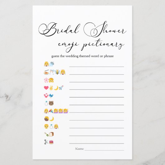 Black Modern Simple Script Game Emoji Pictionary (Vorderseite)