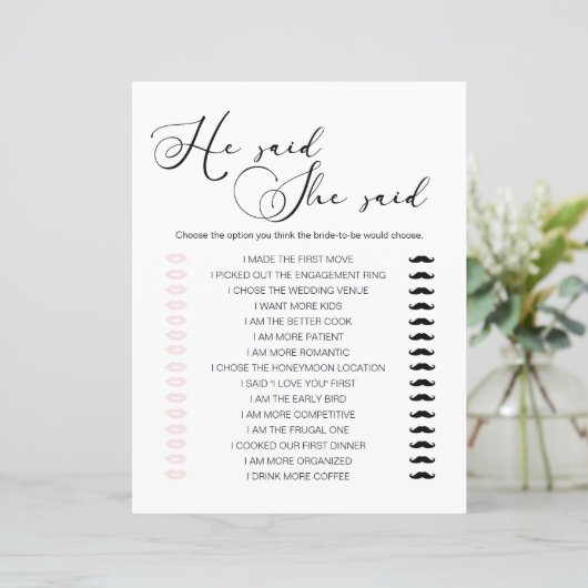 Black Modern Simple Script Game sagte er (Stehend Vorderseite)