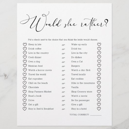 Black Modern Simple Script Game würde sie eher (Vorderseite)