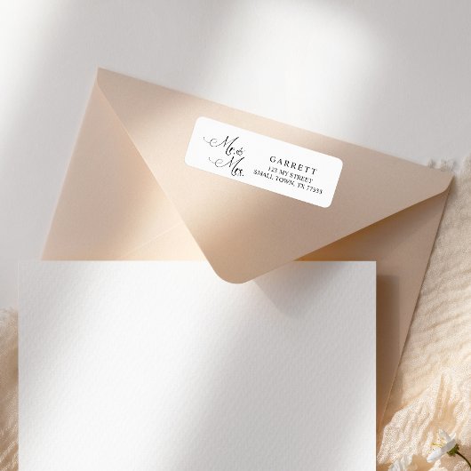 Black Modern Simple Script Mr. and Mrs Address
