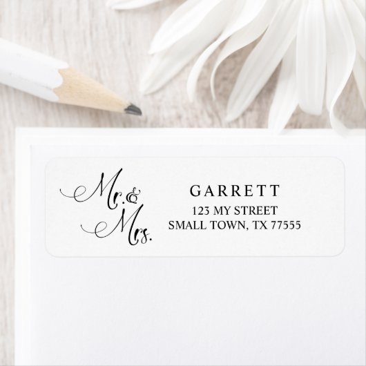 Black Modern Simple Script Mr. and Mrs Address (Insitu)