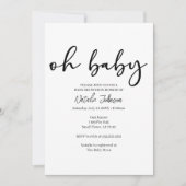 Black Modern Simple Script Oh Baby Shower Einladung (Vorderseite)