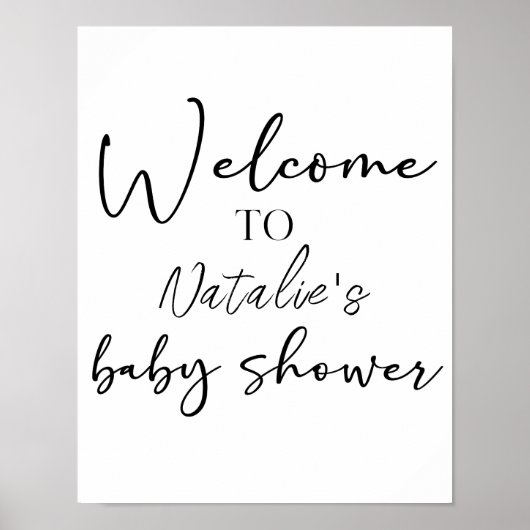 Black Modern Simple Script Shower Sign Poster (Vorne)