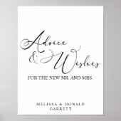 Black Modern Simple Script Wedding Advice & Wishin Poster (Vorne)